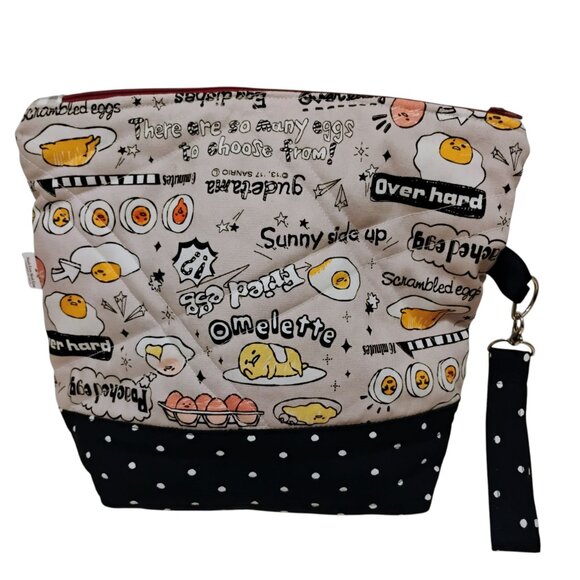 Gudetama Bag Large 10"x12"x5" Quilted Fabric Cosmetic Pouch Lunch Bag Projects - Picture 8 of 8